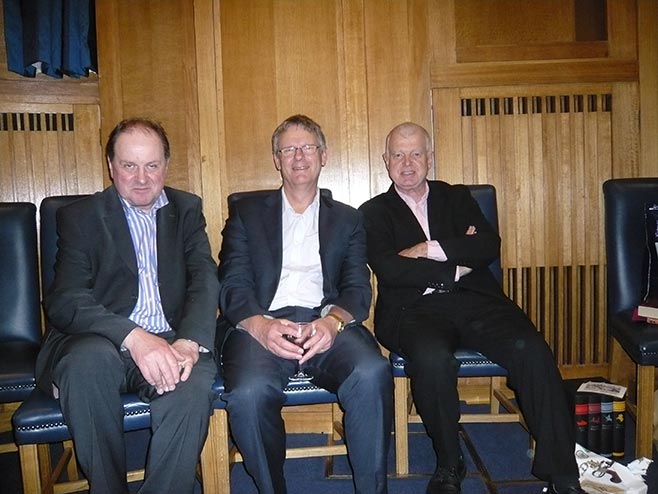 With Today programme colleagues, presenter Jim Naughtie and former editor Phil Harding