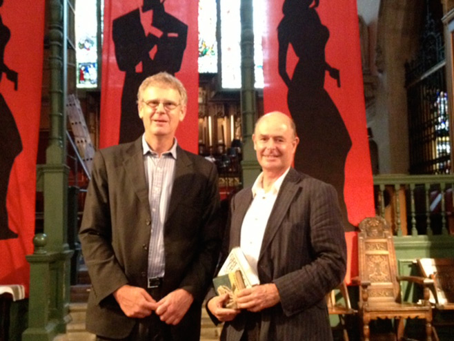 With organiser Torin Douglas at the Chiswick Book Festival